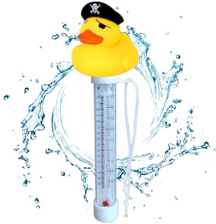 Flytande termometer, pooltermometer, simmare vattentemperatur med snöre, ankformad vattentemperaturtermometer för pool, isbad, badkar