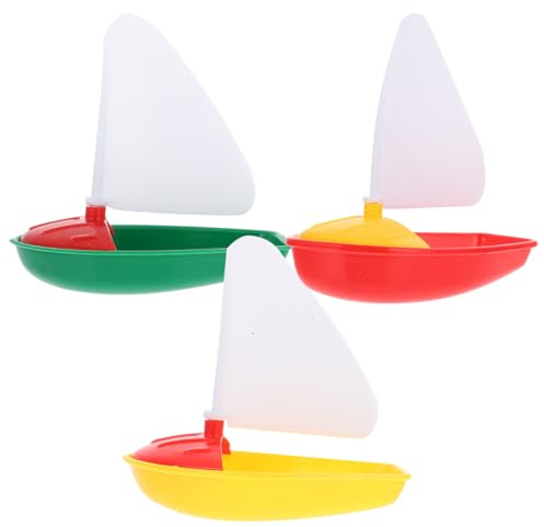 ifundom 3PCS Mini Sailing Boat Toys for Kids Bath Play Set Floating Water Sailboats for Toddlers Educational Plastic Kids Bath Toys for Bathtime Fun