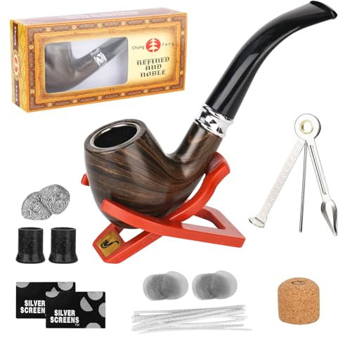 Holz Pfeifen Set, Pfeifenset für Einsteiger, Tabakpfeife Set, Premium Holzpfeife mit klappbarem Ständer, mit Pfeifenreinigungswerkzeug und Pfeifenzubehör, Barzubehör›Zigarrenzubehör