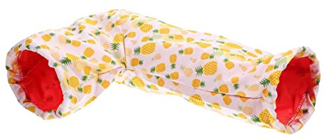 CIYODO Tunnel de Cachette pour Petits Animaux Tunnel Caché pour Cobayes et Hamsters Matériau Solide en Tissu Jaune Ananas Taille Compacte Angle Droit pour Cachette et Aire de Jeu