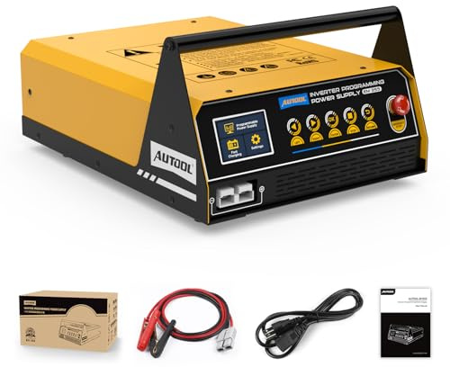 AUTOOL EM355 Chargeur de Batterie Intelligent pour Voiture, 1200W Alimentation électrique Programmable avec Câble de 2m, Tension Réglable, Chargeur d'entretien, pour Batterie au Plomb-Acide 12V