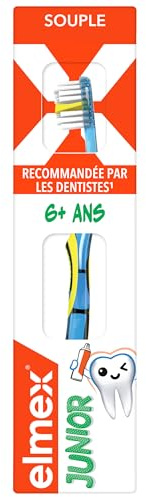 ELMEX - Brosse à Dents Junior InterX Souple 6-12 ans - Nettoyage Doux et Efficace des Dents Permanentes - Tête Compacte