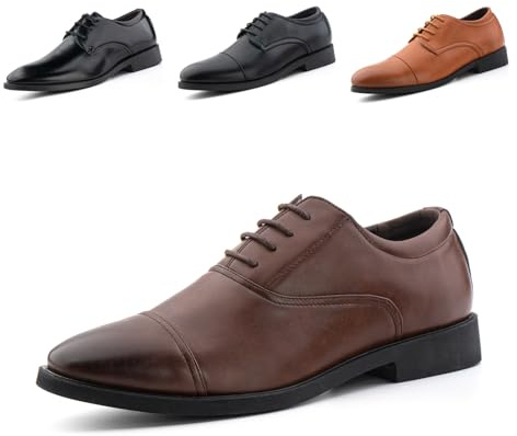 Hitmars Zapatos Derby Hombre Oxfords Cordones Cuero Patente Traje Clásicos Formales Zapatos Vestir Brogue Negocios Boda Casuales Fiesta FG17 Marrón EU 39