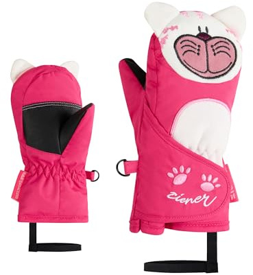 Ziener LANIMALO-Z - Manoplas de esquí para niños pequeños, diseño de Animales, Impermeable, Color Rosa Pop, 2