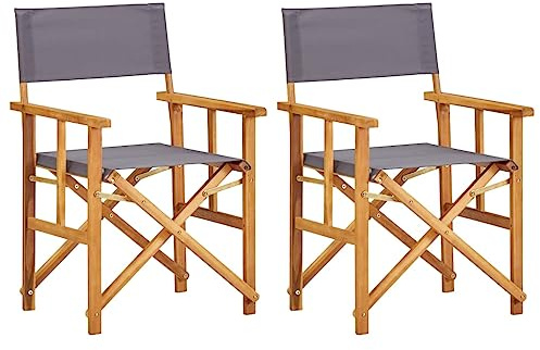 KTHLBRH Klappbarer Regiestuhl aus Akazienholz für den Außenbereich, Sitz und Rückenlehne aus robustem Stoff, 2 Stück, Tragkraft 110 kg pro Stuhl, ideal für Camping, Strand