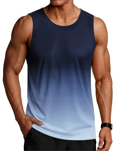PINSPARK Men's Tank Top Sleeveless Shirt Fitness Training Shirt Summer Outdoor Functional Shirt Blue XL