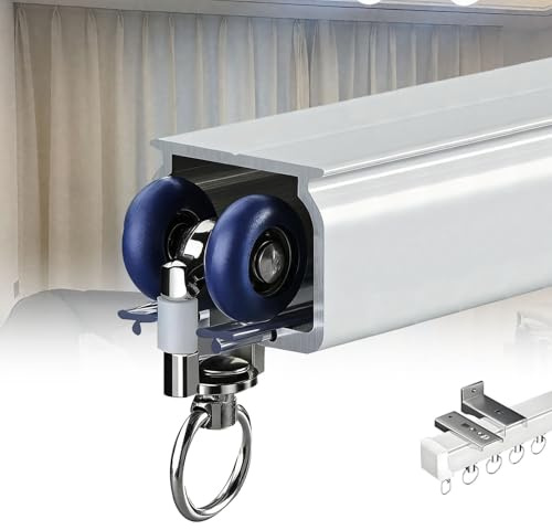 Binario per tenda in alluminio, montaggio a soffitto o parete, 1 corsia, spessore 2 mm, lunghezza 3,7 m, ideale per divisori, disponibile in 1 a 15 m, soluzione versatile per asta per tende