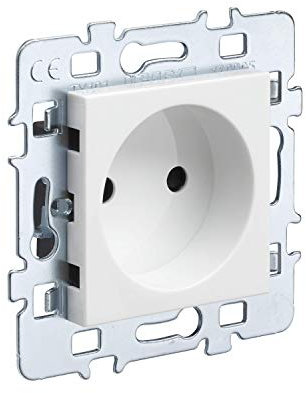 DEBFLEX 742927 electriques Standard Interrupteur va et Vient sans Fil Murale Casual-Mécanisme Prise 2P + Cache Blanc + Support Métal