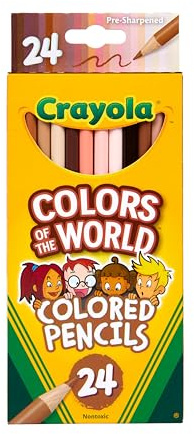 Crayola Colours of the World Buntstifte Hautfarbe, Malstifte Set für Kinder in 24 Farbtönen, Buntstifte Kinder mit den Hautfarbtönen der ganzen Welt, Bastel Set, Malstifte ab 3 Jahre