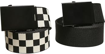 URBAN CLASSICS Set 2 Cinturón De Hombre Y Mujer Con Hebilla De Pinza, Cinturón De Tela Con Longitud Ajustable, Longitud 115 Cm O 135 Cm