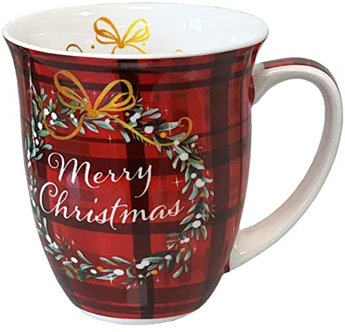 Ambiente Becher 0,4 L Weihnachtskaro Rot