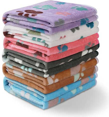 Luciphia 1 Pack 6 Dog Blankets Cat Soft Fluffy Fleece Pet Blanket Warm Cute Print Design Puppy Kitten Doggy Paw Large(41x31)