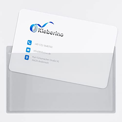 KLEBERINO Visitenkartentaschen selbstklebend transparent | Breite Seite offen | Visitenkartenhüllen zum Kleben | Selbstklebetaschen Glasklar 95 x 60 mm (20)