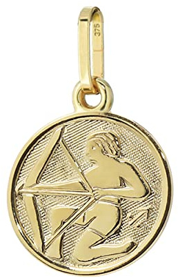 NKlaus Kettenanhänger Schütze Sternzeichen 375 Gelb Gold 9 Karat 12mm Horoskop Zodiak 13350