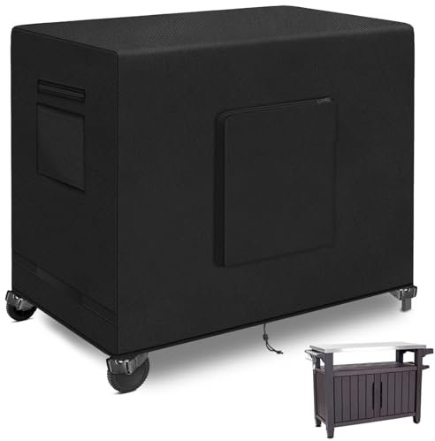 Kovshuiwe Housse de table de préparation d'extérieur de 132,1 cm pour table portable Keter Unity XL, armoire de rangement, housse de chariot de barbecue de jardin, housse imperméable en PVC 600D (132