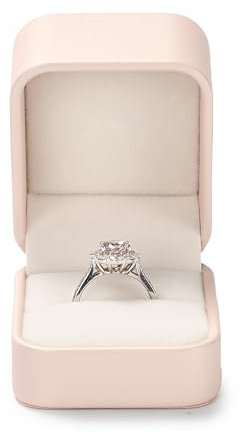 Papten Gorgeous Engagement Ring Box Luxury PU Leather Jewellery Ring Gift Box for Proposal Engagement Wedding(Pink)