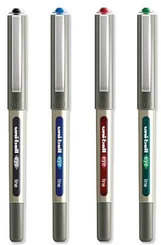 uni-ball EYE – UB-157 kulspetspennor – 0,7 mm spets – svart, blå, röd, grön – 4-pack