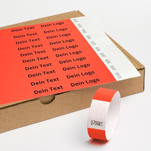 Bracelets Evenementiel avec Une Personnalisée 100pce 19x255 mm rouge néon