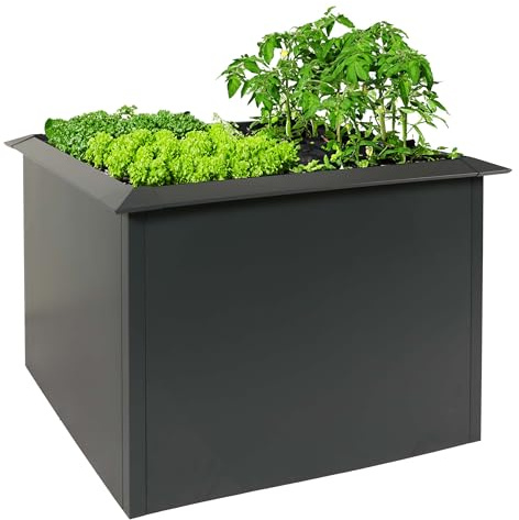 Hochbeet HWC-N24, Metallhochbeet Gemüsebeet Blumenkasten Pflanzkübel, Schneckenkante 78x110x110cm Eisen 44kg, anthrazit