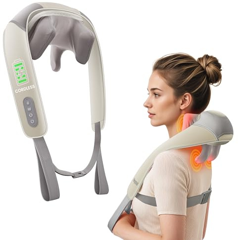 Heycool Cordless Neck Massager with Heat, FSA Eligible HSA 4D Deep Kneading Neck Shoulder Massager for Pain, Shiatsu Back Massager for Shoulder, Gifts for Women, Men