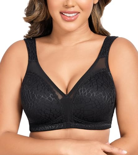 Curyon Women's Plus Size Everyday Bras Minimizer Wirefree Full Coverage | Non Padded, Unlined, X Back, Wide Cushioned Strap, Firm Support, All Day Comfort, for Large Bust
