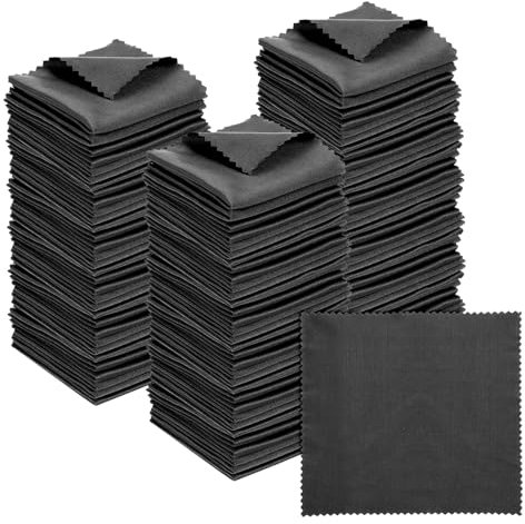 PATIKIL Paño De Microfibra para Limpiar Gafas 5.5x5.5, Paquete De 100 Paños De Limpieza para Gafas, Paño Suave para Pantallas, Lentes De Cámara, Gafas, Pantallas, Negro