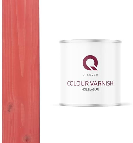 Q-Cover Holzlasur Farbton Dunkel Lachs 5L (ca.25m²-1 Anstrich) Seidenmatt Holzschutz Holzschutzlasur Lasur Wasserbasierte Innen Außen Lasur Abperleffekt Für Holz