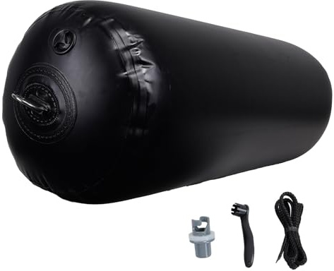 MUKETA Inflatable Boat Fenders for Boats and Yachts Heavy Duty PVC Boat Fenders Boat Bumpers for Docking(Black, 18 x 48)