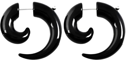 Decentraland 1 paire d'écarteurs d'oreille en acrylique noir 3 mm (8 G) - Spirale tribale - Faux écarteurs - Kit d'écarteurs d'oreille pour homme et femme
