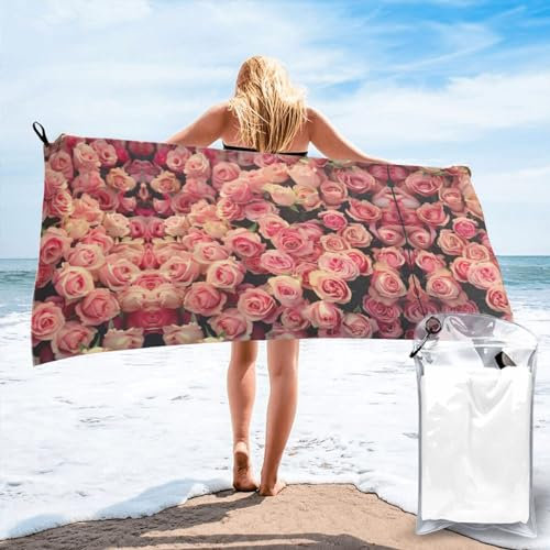 Loppott Red Rose Close Up Print Quick Dry Bath Towels for Bathroom Pool Camping Travel Swimming Picnic Sports