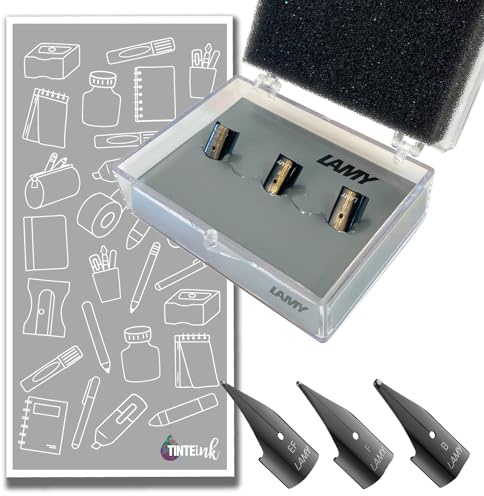 Lamy Safari-Feder-Kits, polierter und schwarzer Edelstahl: Wählen Sie 5 Federn (XF, F, M, B, 1,1 mm) oder 3 Federn (XF, F, B) – Schutzbox im Lieferumfang enthalten. (3 schwarze