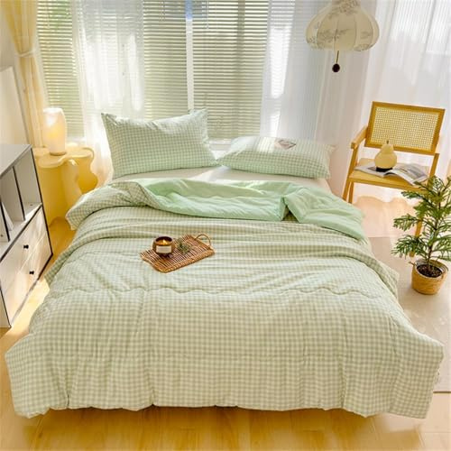 LOMDEM Edredón de Verano Color Sólido Enrejado, Manta Acolchada de Microfibra Edredón de Cama Ligero y Transpirable, Bedding Quilt Individual Doble Sábana Colcha (Verde,150x200 cm)