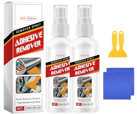 Benaewa 2 Pcs Adhesive Remover, Glue Sticker Remover Spray with Cleaning Scraper for Labels, Decals