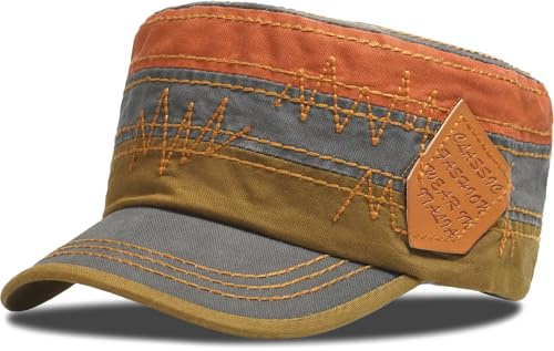 LXOrdora Cadet Army Caps Flat Top Hat Baseball Military Cap Unisex Grey