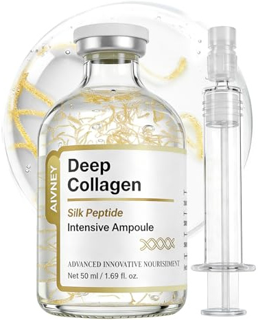 AIVNEY Deep Collagen Silk Peptide Intensive Ampoule, Anti-Aging Face Serum for Wrinkles & Firming, Boosts Hydration & Elasticity, Improves Skin Texture, 50ml 1.69 fl.oz