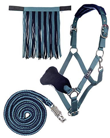 HKM 10734 Halfterset, Halfter Fliegenfransen Strick 180cm Panikhaken, Pony VB WB