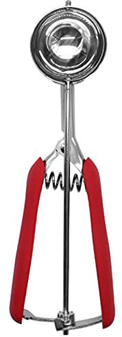Hoshen cuchara para hornear galletas, cuchara para masa de galletas de acero inoxidable, cuchara para bolas de melón, cuchara para helado, cuchara para albóndigas, 5 cm de diámetro, rojo