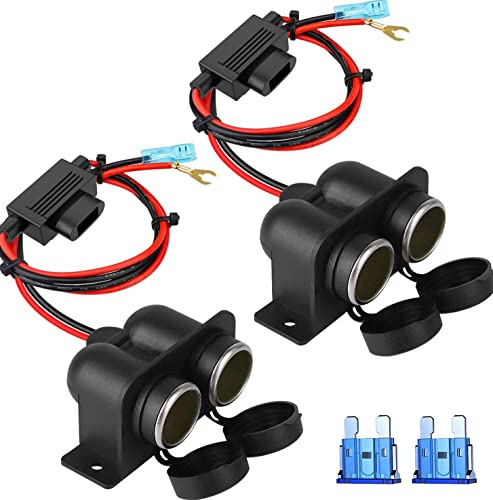 Zócalo del Encendedor de Cigarrillos, 12V/24V Toma de Encendedor Impermeable de para Coche, Barco, Motocicleta, Camión y más,con cable de conexión de 60cm
