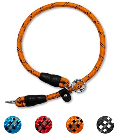 Hundhalsband med dragstopp, dressyr, nylon, retriever-halsband, reflekterande justerbart hundhalsband för små och medelstora hundar, träning, bredd 1,2 cm, max halsomkrets 65 cm