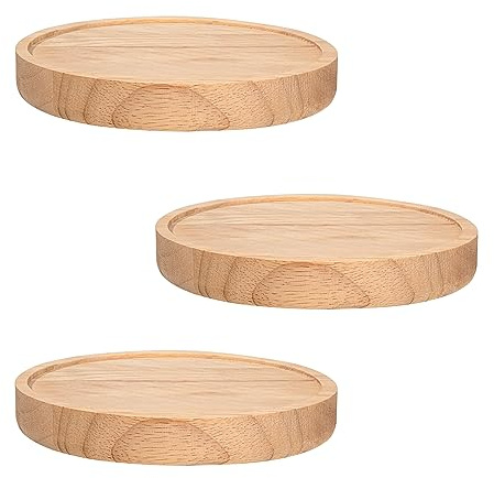 Mensole da Parete in Legno, Set da 3 Rotonde Scaffale a Muro Galleggianti da Parete, Mensole Sospese per Decorazione Candela Piante Foto Design Moderno in Cucina, Parete, Bagno (Diametro Ø15cm)