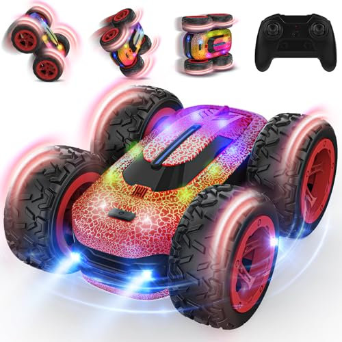 Ferngesteuertes Auto ab 3 4 5 6 7 8 9 Jahre, 4WD RC Auto Kinder 2.4Ghz 360°LED Blinken Stunt Drift Cars Spielzeug Outdoor Indoor Weihnachten Geburtstags Geschenke für Jungen Mädchen Spiele 3-12 Jahre