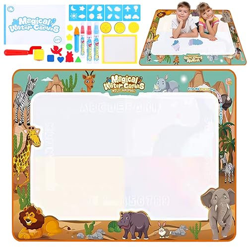 VFANDV Juguetes Niños 2 3 Años, 100 x 80 cm Agua Dibujo Pintura, Doodle Esteras Mágicas, Alfombra con Juego de Herramientas de Pintura, Alfombra de Agua Juguete Educativo Regalo para Niños Niñas