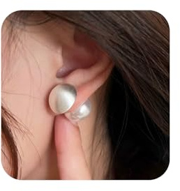 Quizzhe Vintage Pearl Double Sided Stud Earrings