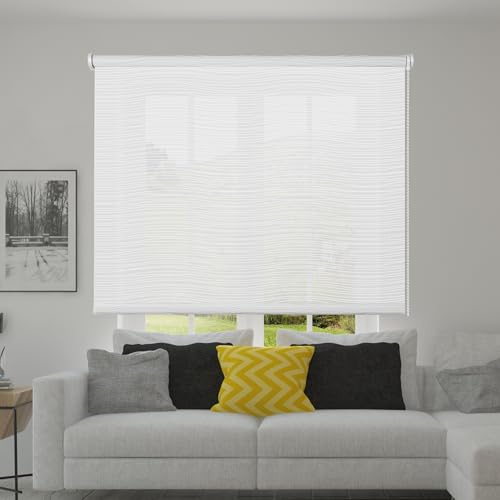 STOR Planet | Estor Enrollable Translúcido Decorativo Scene, Persianas enrollables de Interior para Ventanas y Puertas. Estores para Cocina, salón, Dormitorio | Mar Blanco, 120x180cm