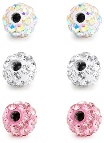 Rajnard 1.6/1.2/1.0/0.8mm Boules de Piercing Boules de Remplacement en Acier Inoxydable et Argile pour 14g 16g 18g 20g Fil Bijoux Piercing (2.5/3/3.5/4/5/6/8mm) Argent Rose Pourpre Bleu