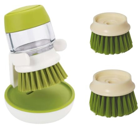 BOYMA- Cepillo de Limpieza Cocina-2 en1-con 2 recambios-Cepillo Limpieza para Fregadero-Cepillo para Fregar Platos, Cepillo Lavaplatos-Cepillo dispensador de jabón Recargable para Limpieza del hogar