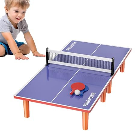 szaluyk Mini table de ping-pong, petite table de ping-pong - Table de ping-pong compacte pour enfants avec 2 raquettes et 1 balle - Table de ping-pong, table de sport stable pour salles de jeux