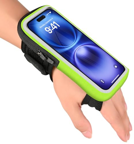 Guzack Sportarmband Handy Armband Joggen, 2 IN 1 Handyhalterung Laufen 6,9 Verstellbarem Smartphone Handyhalterung Arm Joggen für iPhone 16/15/14 Pro Max/Samsung Galaxy Jogging Laufen Zubehör -Grün