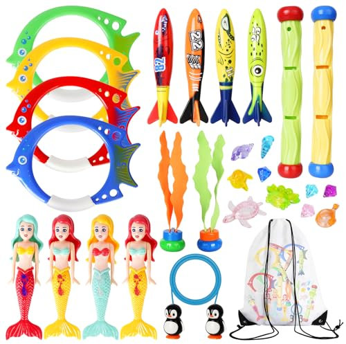 Corpower Giocattolo Subacqueo, 28 Pezzi Giochi Piscina Bambini - Giochi d'Acqua Estivi per Bambini, Giochi da Piscina per Bambini dai 3 ai 12 Anni