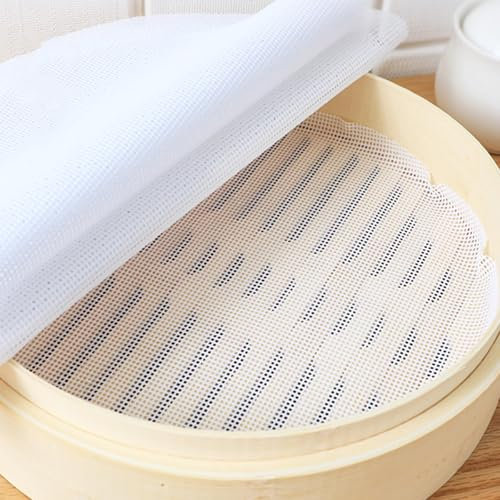 12 unidades de silicona para vaporizador, antiadherente, redonda, reutilizable, alfombrilla de vapor, de silicona, para bollos, albóndigas, pasteles, secado de frutas